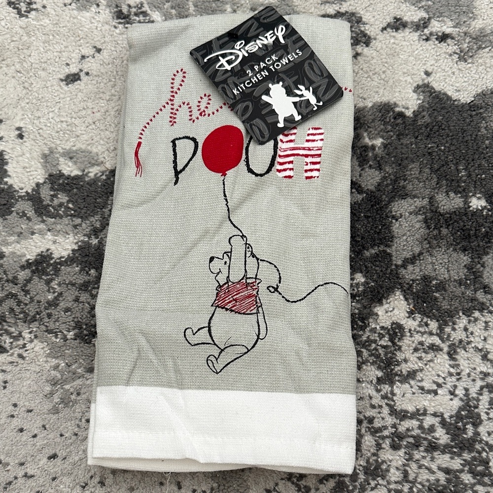 Disney Hello Pooh Gray and Red Winnie the Pooh Towel